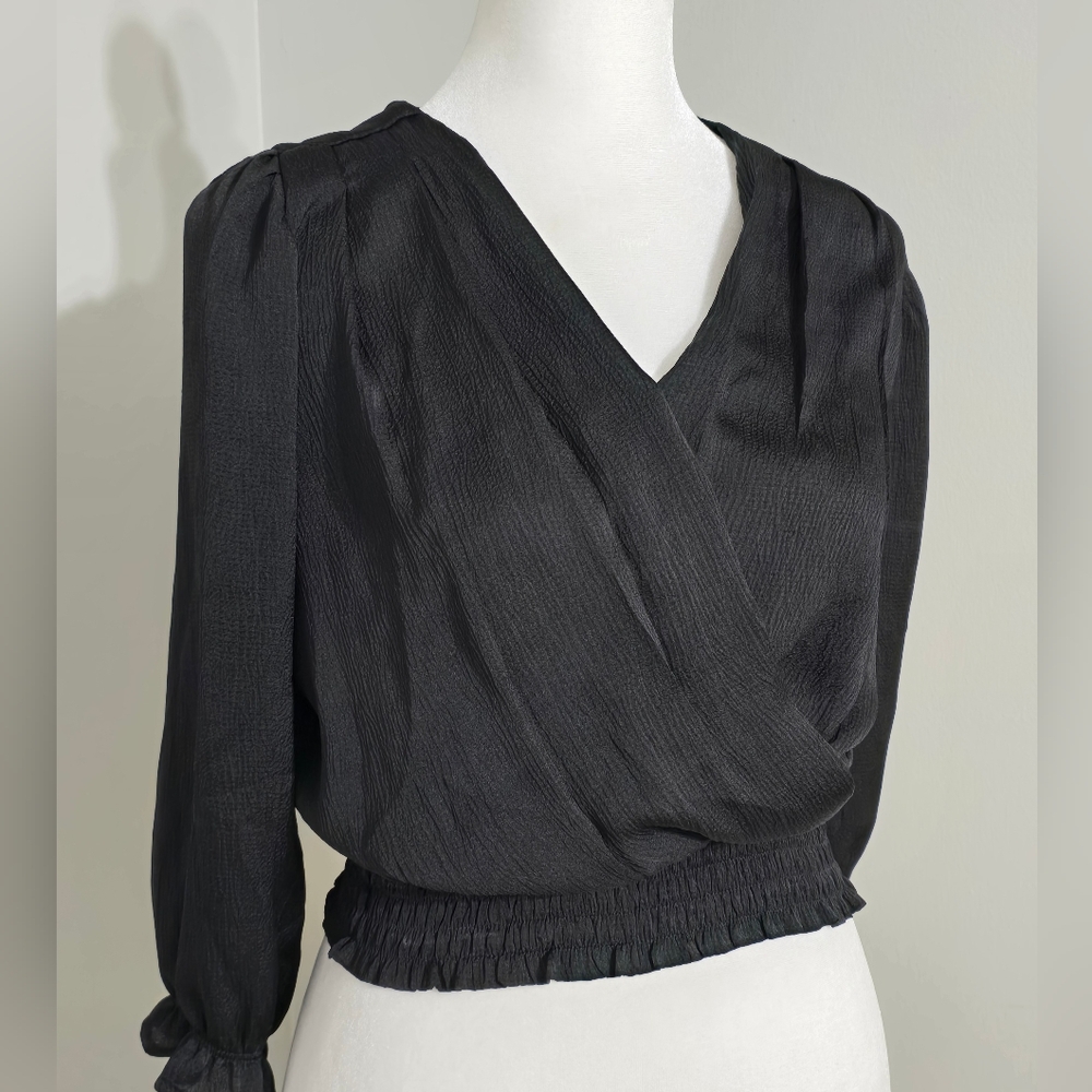 Monteau Los Angeles NWT Black Wrap Crop Top Women's Size Small
